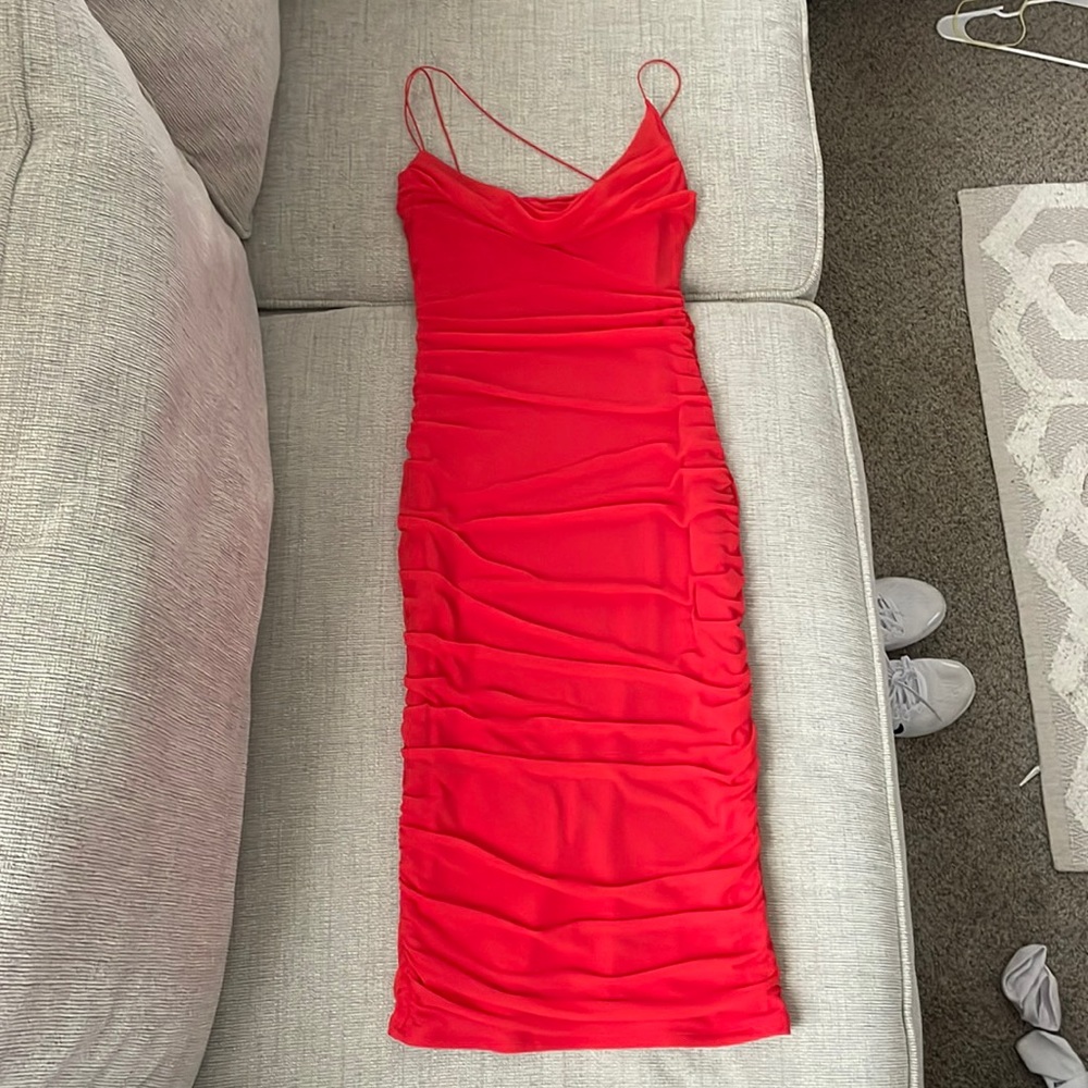 Oh Polly Bright Red Midi dress